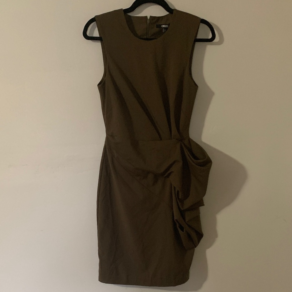 ASOS Brown Mini Dress with Ruffle Detail